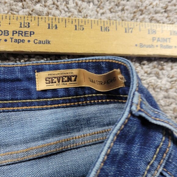 Seven7 Jeans Mens 36x35 Tag 36x34 Blue Slim Straight Fit Denim Dark Wash - Picture 3 of 8